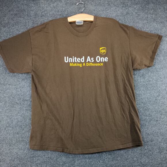 UPS Employee Uniform T Shirt Mens Size 2XL Brown United As One Big Logo - Picture 2 of 14
